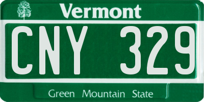 VT license plate CNY329
