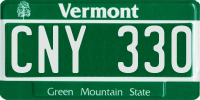 VT license plate CNY330