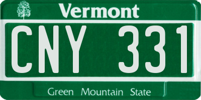 VT license plate CNY331