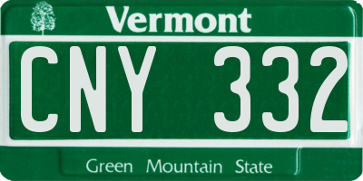 VT license plate CNY332