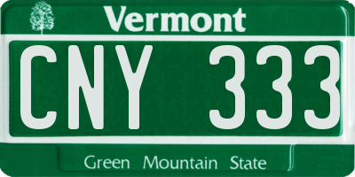 VT license plate CNY333