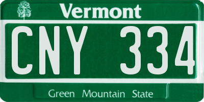 VT license plate CNY334