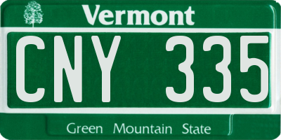 VT license plate CNY335