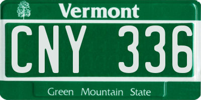 VT license plate CNY336