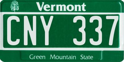 VT license plate CNY337