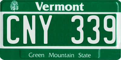 VT license plate CNY339