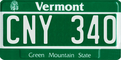 VT license plate CNY340