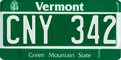 VT license plate CNY342