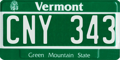 VT license plate CNY343