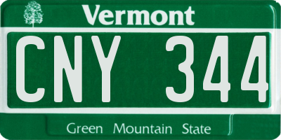 VT license plate CNY344