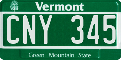VT license plate CNY345