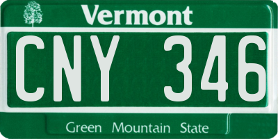 VT license plate CNY346