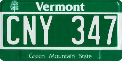 VT license plate CNY347