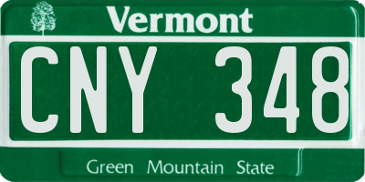 VT license plate CNY348