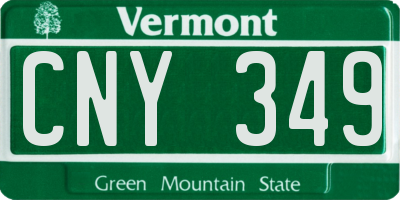 VT license plate CNY349