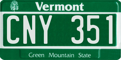 VT license plate CNY351