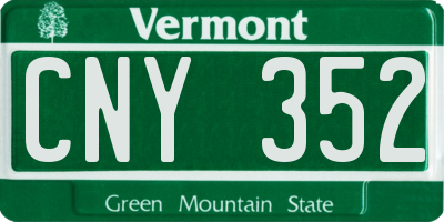 VT license plate CNY352