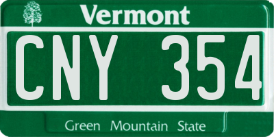 VT license plate CNY354