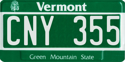 VT license plate CNY355