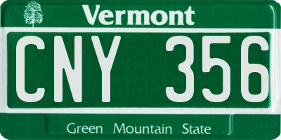VT license plate CNY356