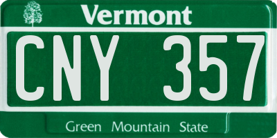 VT license plate CNY357