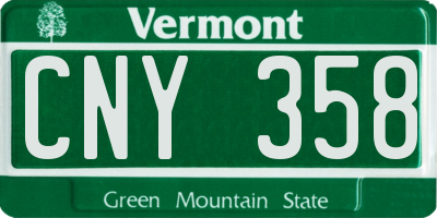 VT license plate CNY358