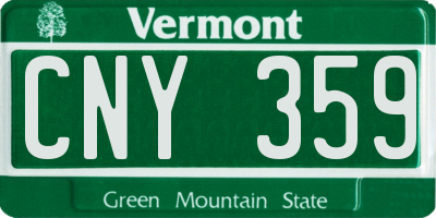 VT license plate CNY359