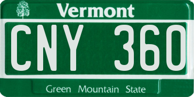 VT license plate CNY360