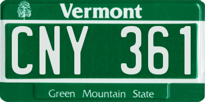 VT license plate CNY361