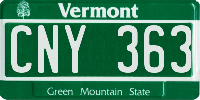 VT license plate CNY363
