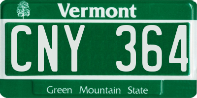 VT license plate CNY364