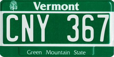 VT license plate CNY367