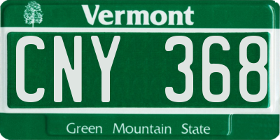 VT license plate CNY368