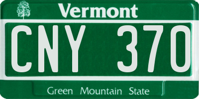 VT license plate CNY370