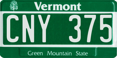 VT license plate CNY375