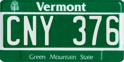 VT license plate CNY376