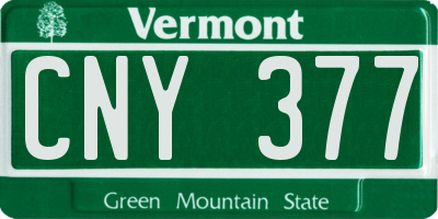 VT license plate CNY377