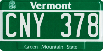 VT license plate CNY378