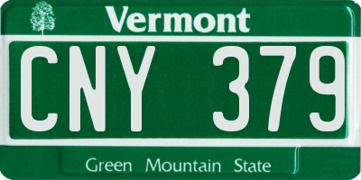VT license plate CNY379