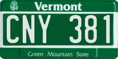 VT license plate CNY381