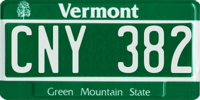 VT license plate CNY382