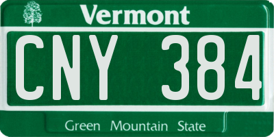 VT license plate CNY384