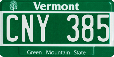 VT license plate CNY385