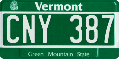 VT license plate CNY387