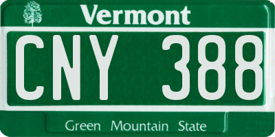 VT license plate CNY388