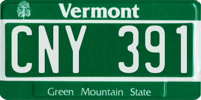 VT license plate CNY391