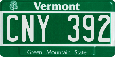 VT license plate CNY392
