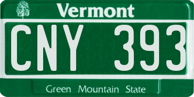 VT license plate CNY393