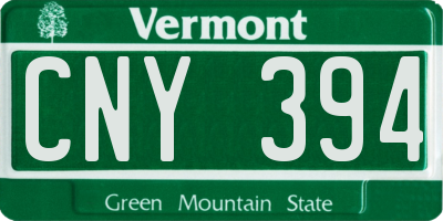 VT license plate CNY394