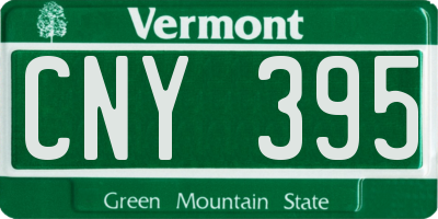 VT license plate CNY395
